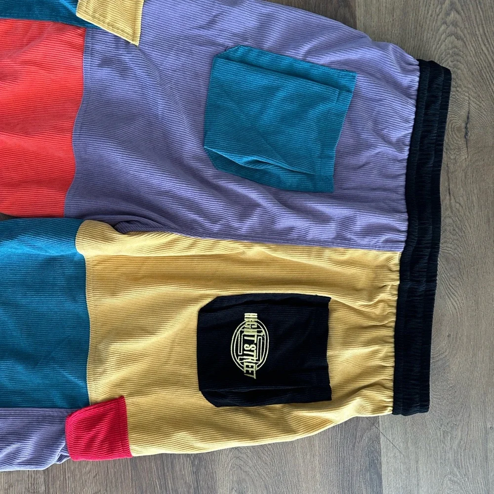 Aelfric Eden ColorBlock Corduroy Patchwork Cargo Streetwear Skater Pants XXL - Picture 12 of 15